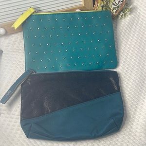 TWO Ipsy Glam Bag 100th Glam bag 7.5 x 5 inch & Soft Blue (Bag only).